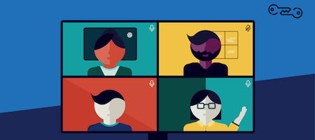 illustration of four people on a video call